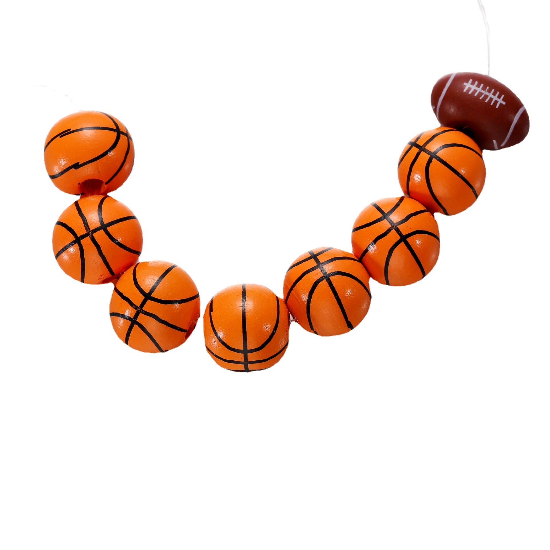 Wholesale 10pcs/pack Color Solid Wood Basketball Soccer Ball Beads